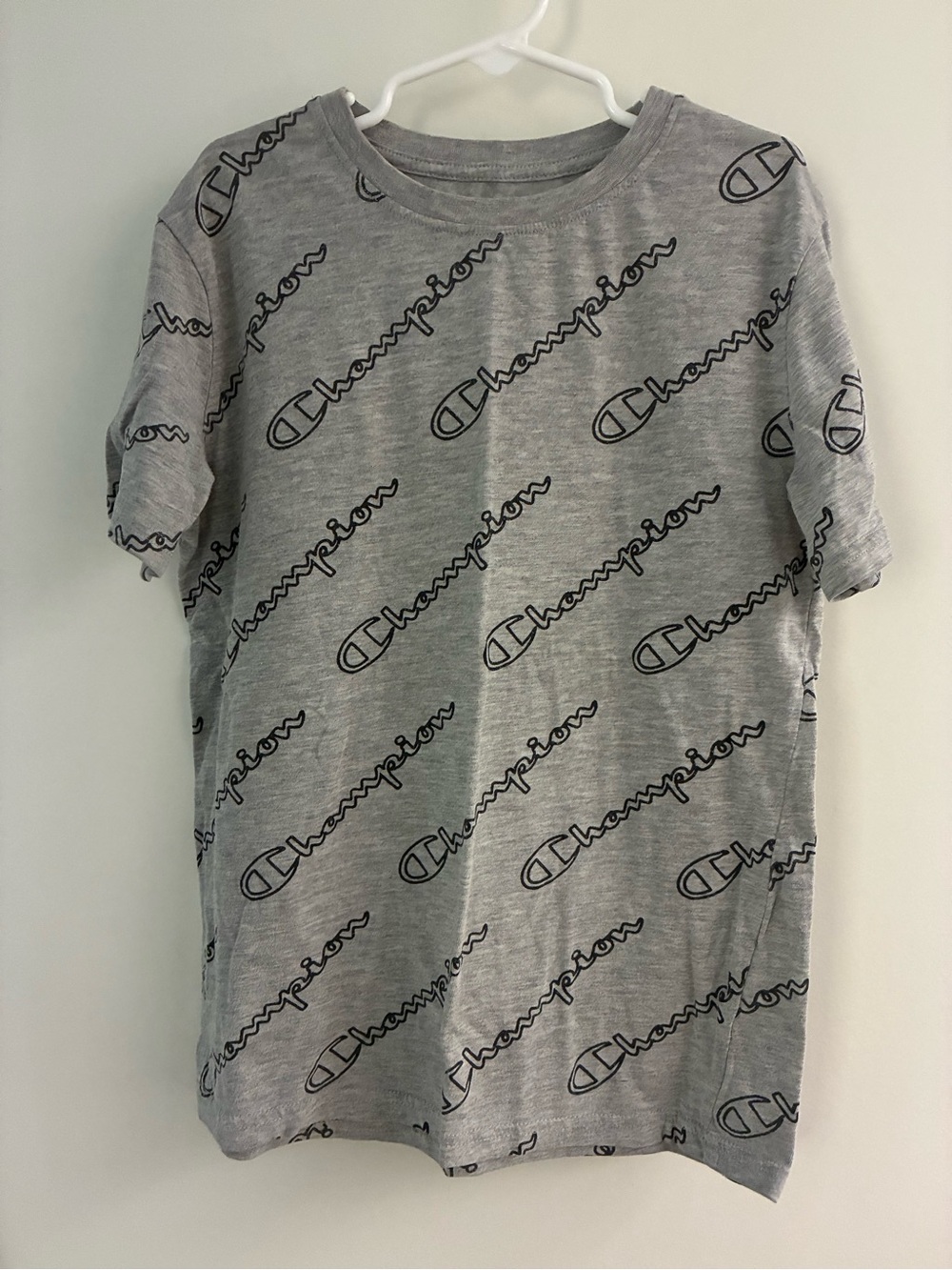 Champion Grey All-Over Logo Short Sleeve Tee